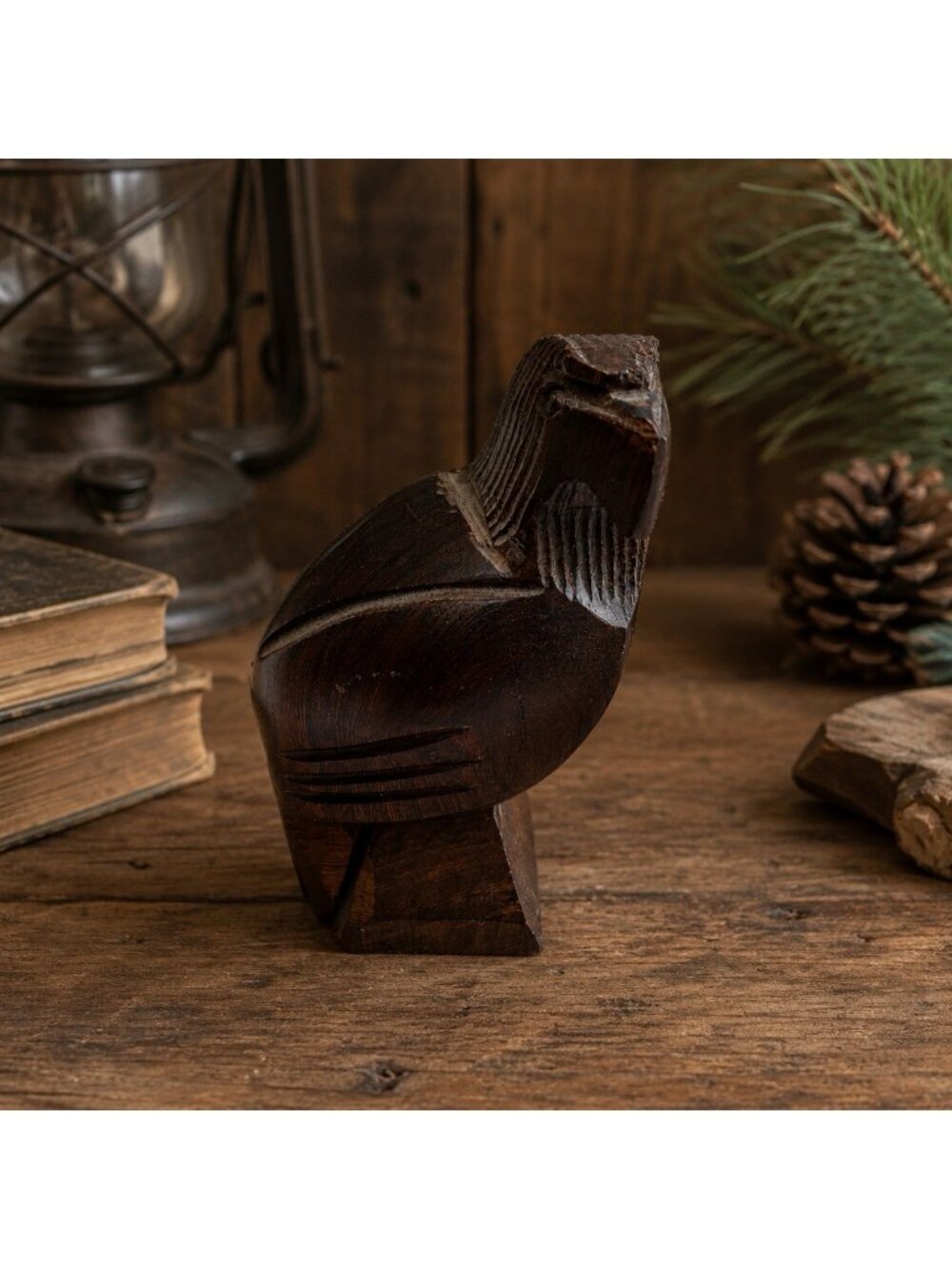 Vintage Wooden Handcarved Eagle Bird Sculpture Mexico Southwestern Artisan Style